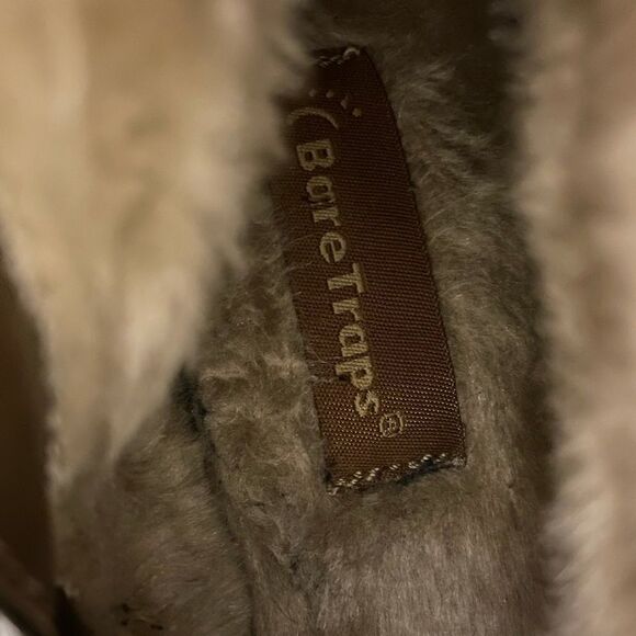 BARETRAPS Eventura Moccasin Style Suede Winter Boots Faux Fur Boho Brown Cream 7 - Picture 8 of 11